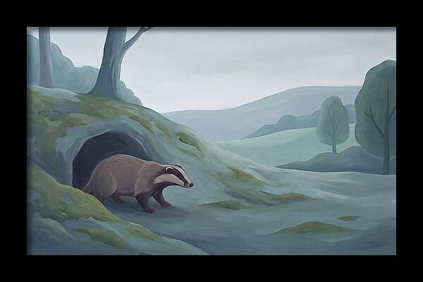 Badger Emerging From Its Burrow