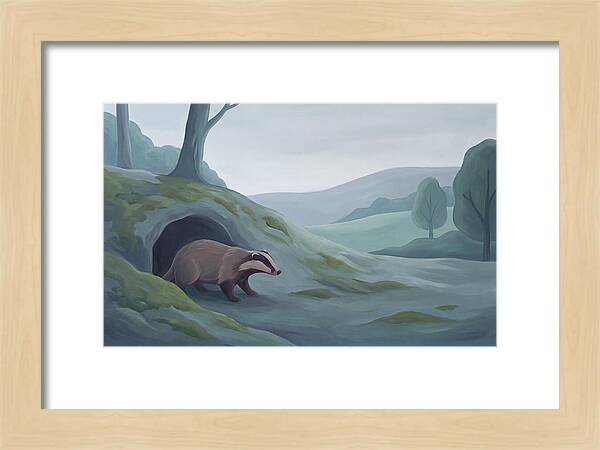 Badger Emerging From Its Burrow