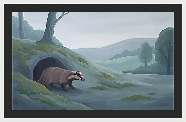 Badger Emerging From Its Burrow