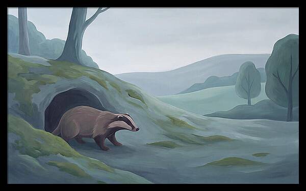 Badger Emerging From Its Burrow
