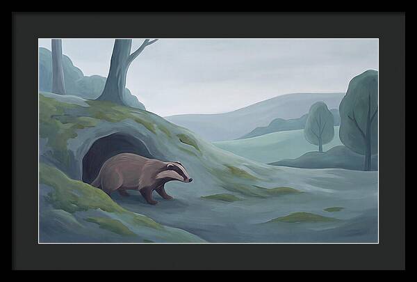 Badger Emerging From Its Burrow