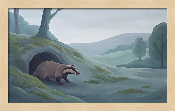 Badger Emerging From Its Burrow