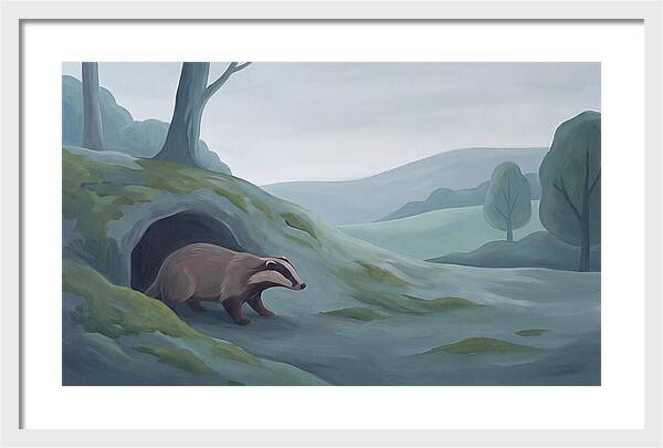 Badger Emerging From Its Burrow