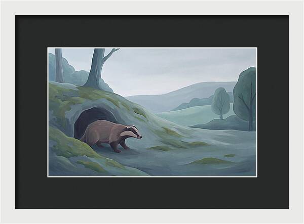Badger Emerging From Its Burrow
