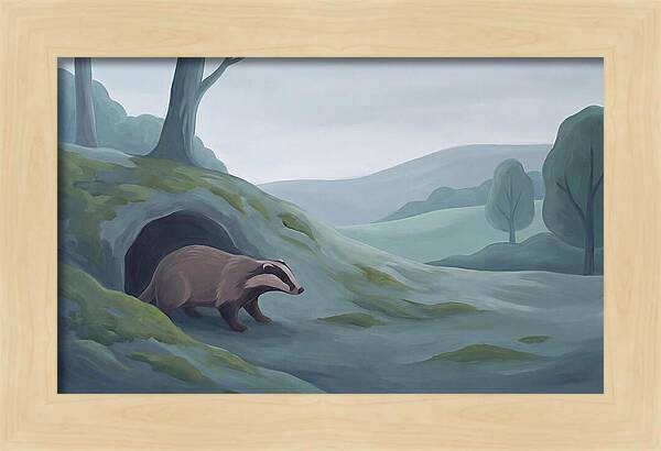 Badger Emerging From Its Burrow