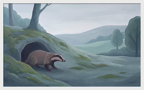 Badger Emerging From Its Burrow