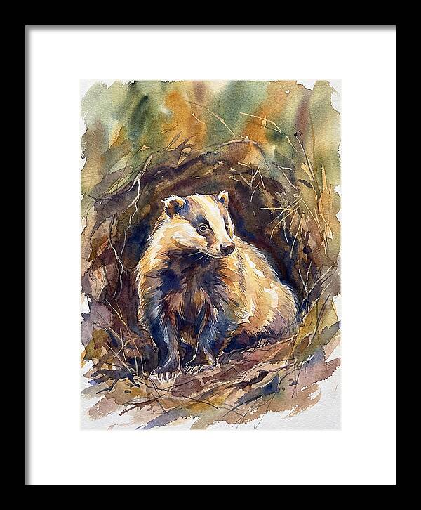 Badger In Its Burrow