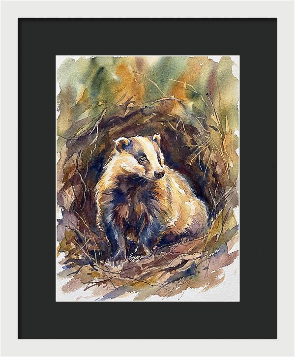 Badger In Its Burrow