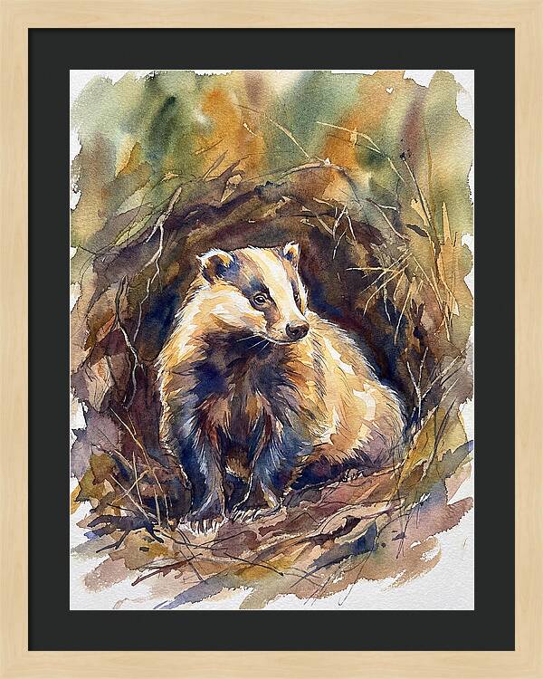 Badger In Its Burrow