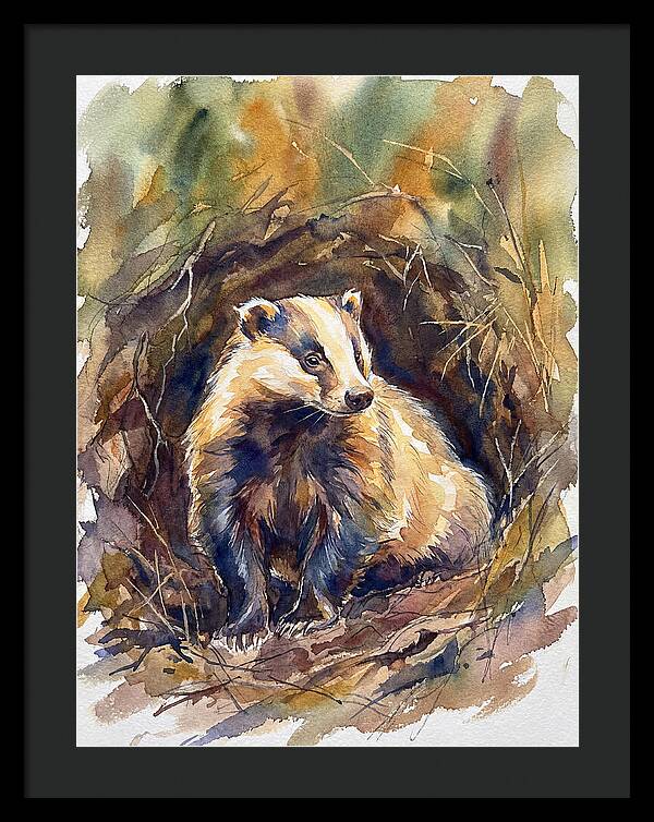 Badger In Its Burrow