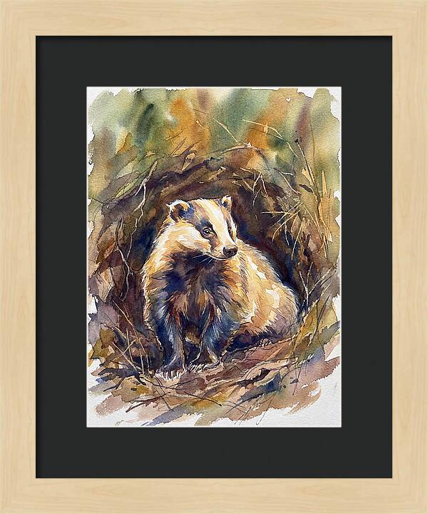 Badger In Its Burrow