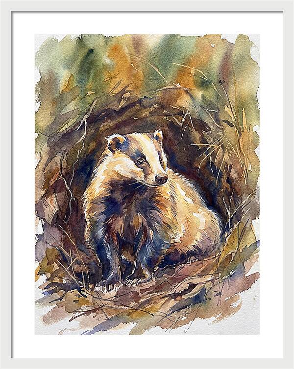 Badger In Its Burrow