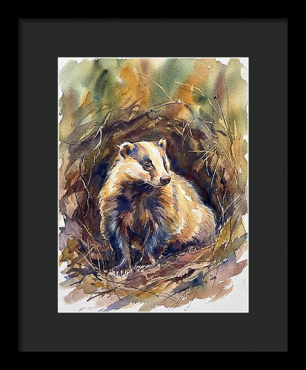 Badger In Its Burrow