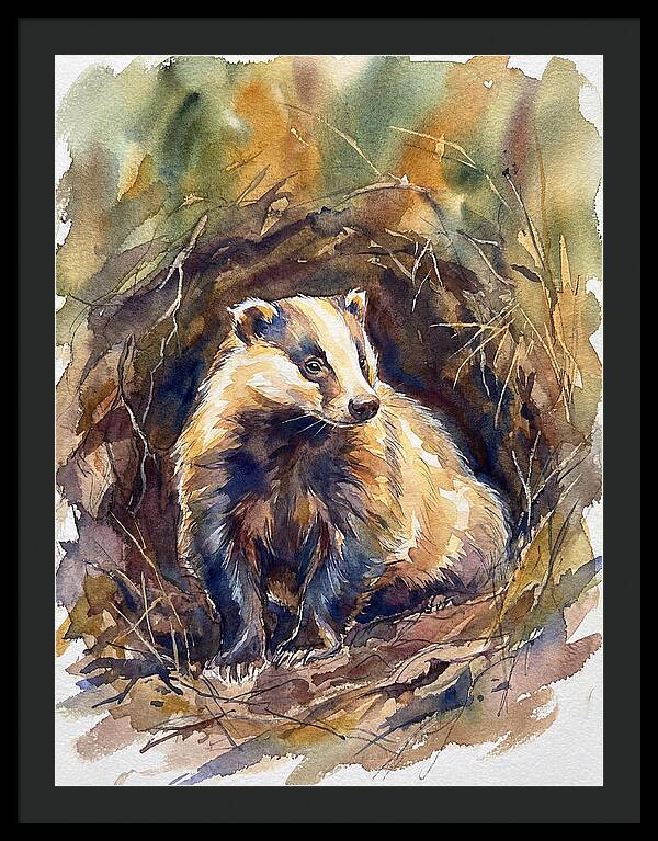 Badger In Its Burrow
