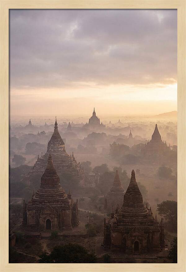 Bagan Pagoda Landscape At Dawn