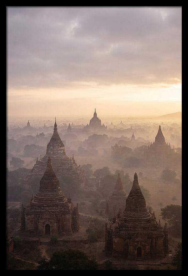 Bagan Pagoda Landscape At Dawn