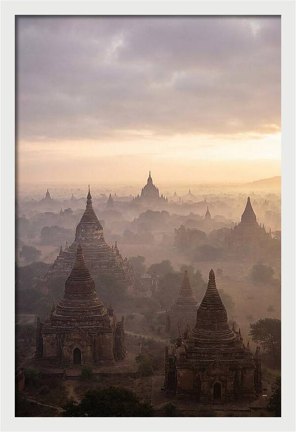 Bagan Pagoda Landscape At Dawn