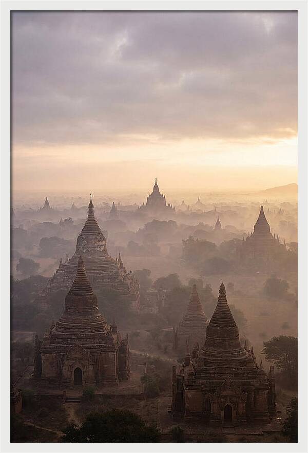 Bagan Pagoda Landscape At Dawn