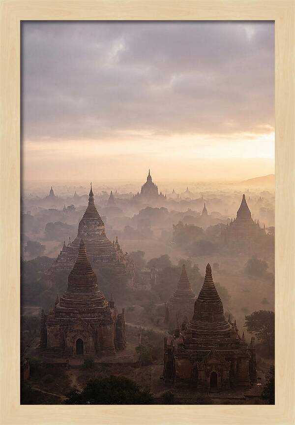 Bagan Pagoda Landscape At Dawn