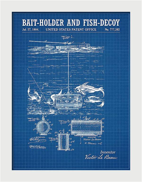 Bait Holder And Fish Decoy Blueprint Patent Us777382a
