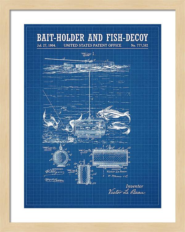 Bait Holder And Fish Decoy Blueprint Patent Us777382a