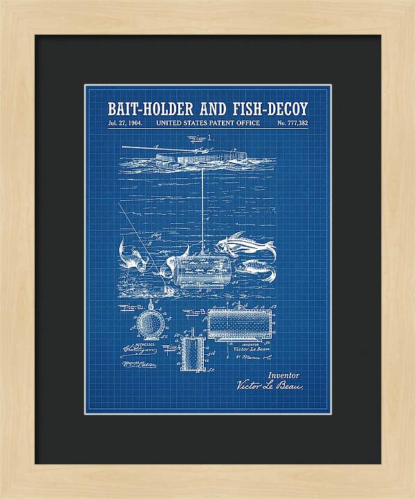 Bait Holder And Fish Decoy Blueprint Patent Us777382a