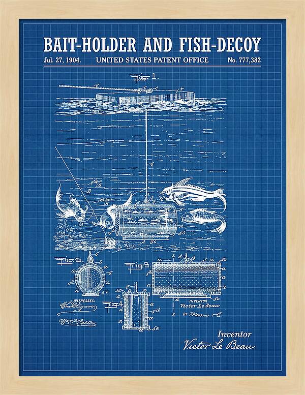 Bait Holder And Fish Decoy Blueprint Patent Us777382a