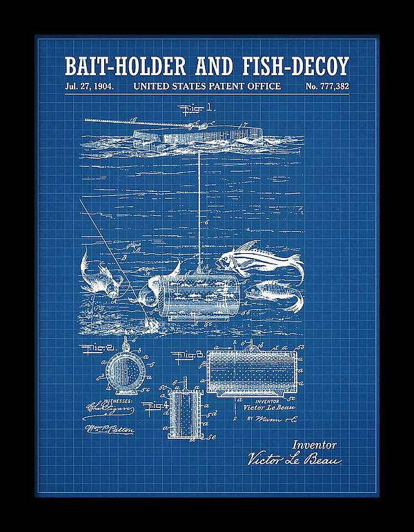 Bait Holder And Fish Decoy Blueprint Patent Us777382a
