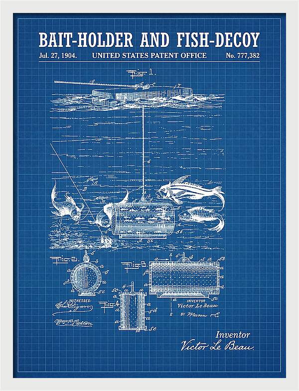 Bait Holder And Fish Decoy Blueprint Patent Us777382a