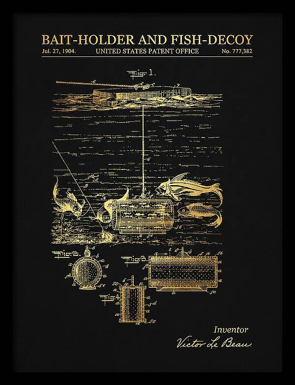Bait Holder And Fish Decoy Gold Patent Us777382a