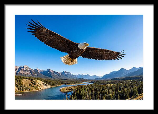 Bald Eagle Soaring Above Mountains