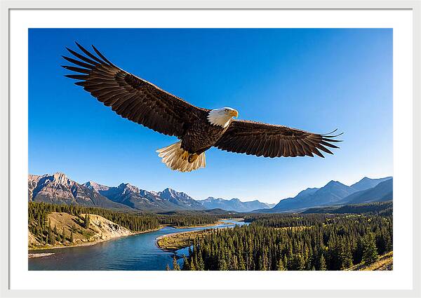 Bald Eagle Soaring Above Mountains