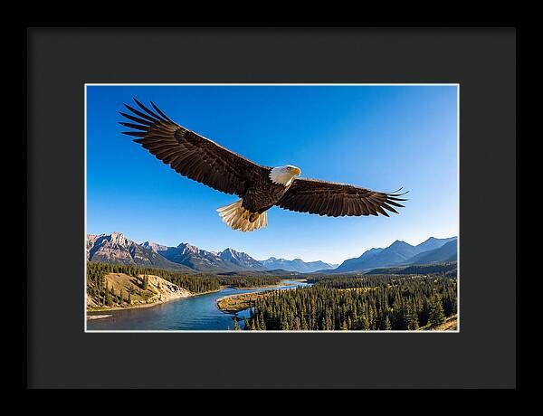 Bald Eagle Soaring Above Mountains
