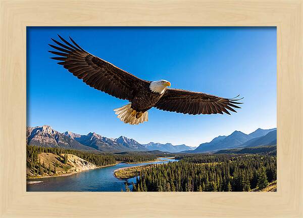 Bald Eagle Soaring Above Mountains