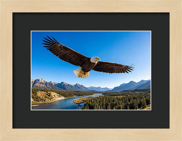 Bald Eagle Soaring Above Mountains