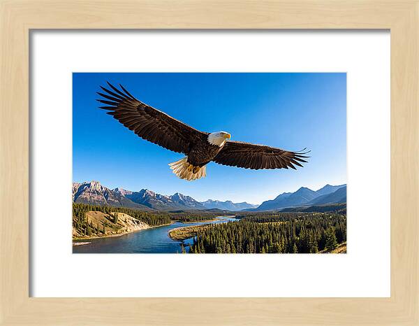 Bald Eagle Soaring Above Mountains