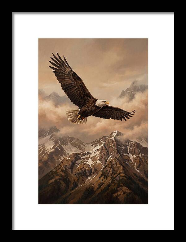 Bald Eagle Soaring Above Peaks