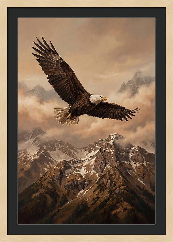 Bald Eagle Soaring Above Peaks