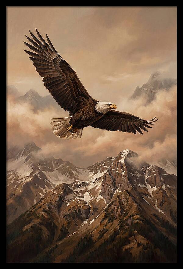 Bald Eagle Soaring Above Peaks