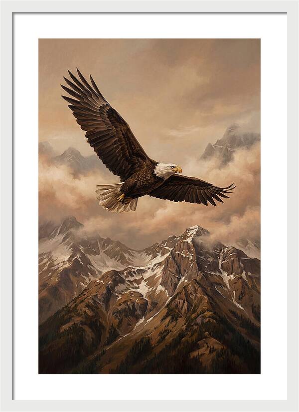 Bald Eagle Soaring Above Peaks