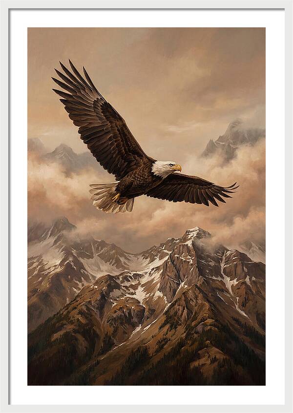 Bald Eagle Soaring Above Peaks