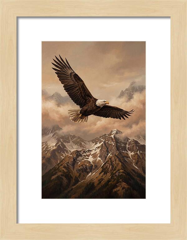Bald Eagle Soaring Above Peaks