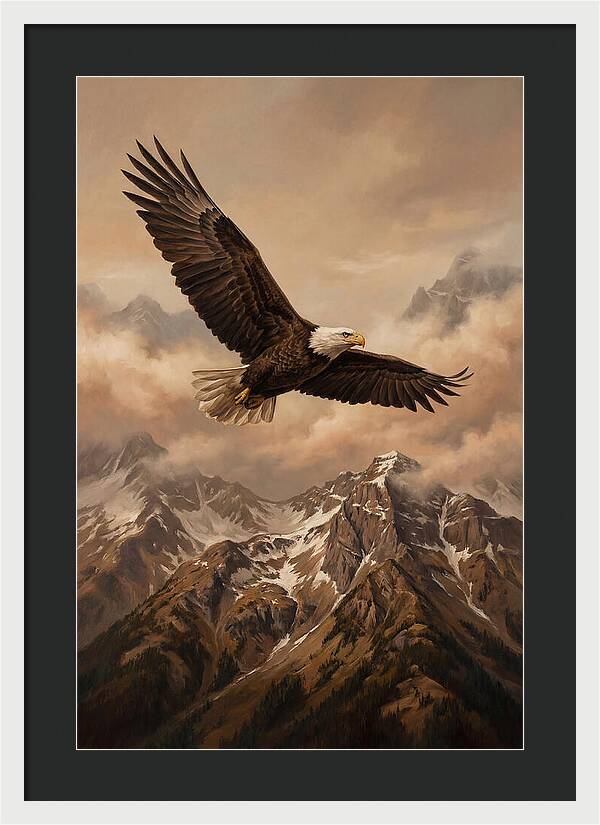 Bald Eagle Soaring Above Peaks