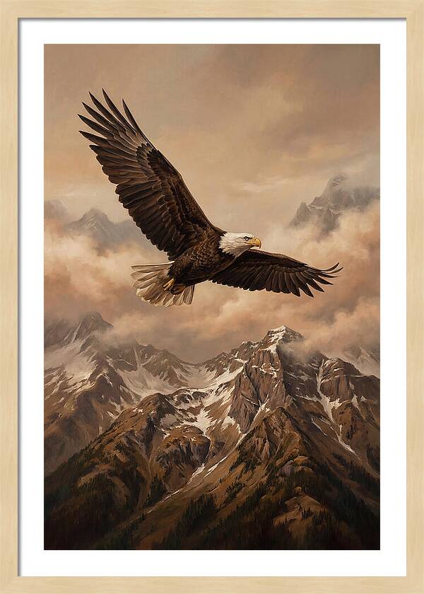 Bald Eagle Soaring Above Peaks