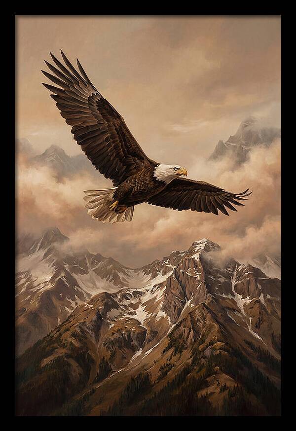 Bald Eagle Soaring Above Peaks