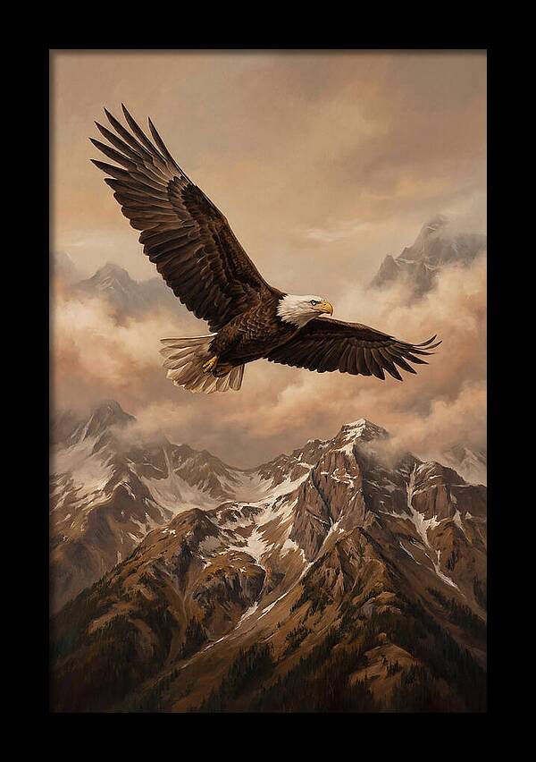 Bald Eagle Soaring Above Peaks