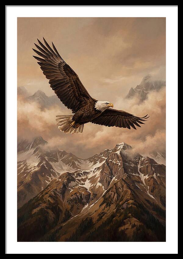 Bald Eagle Soaring Above Peaks