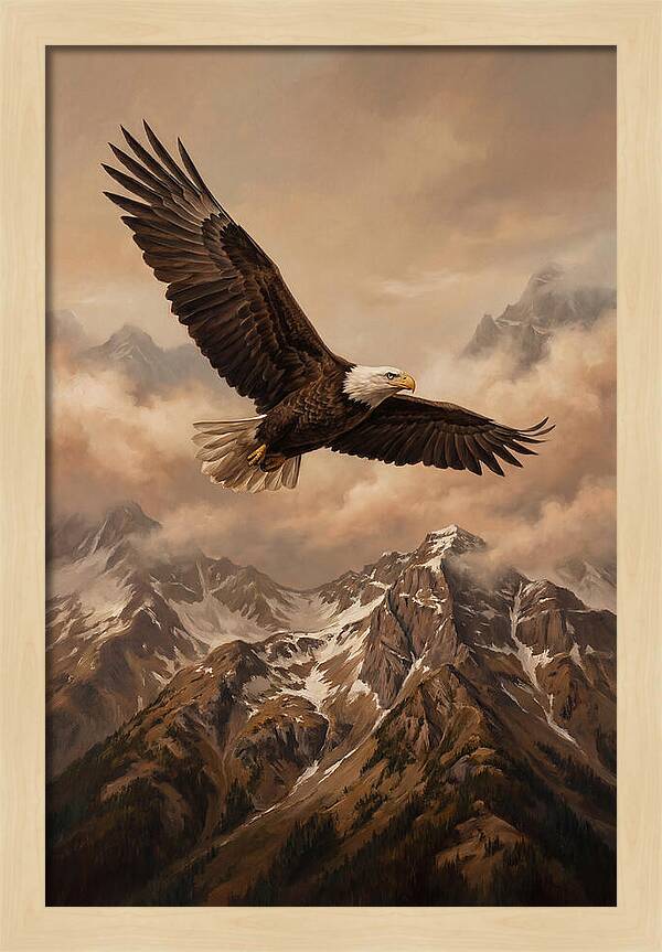 Bald Eagle Soaring Above Peaks