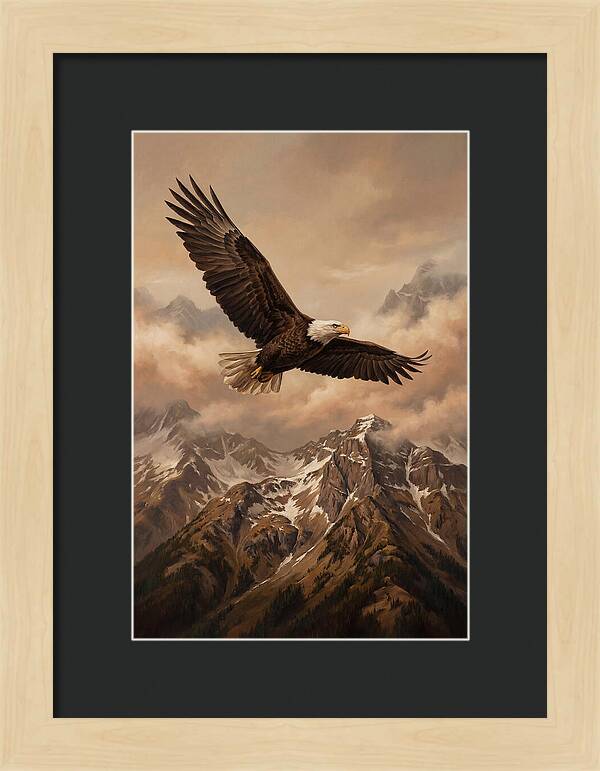 Bald Eagle Soaring Above Peaks