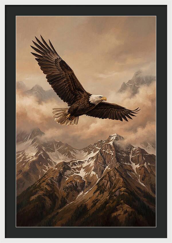 Bald Eagle Soaring Above Peaks